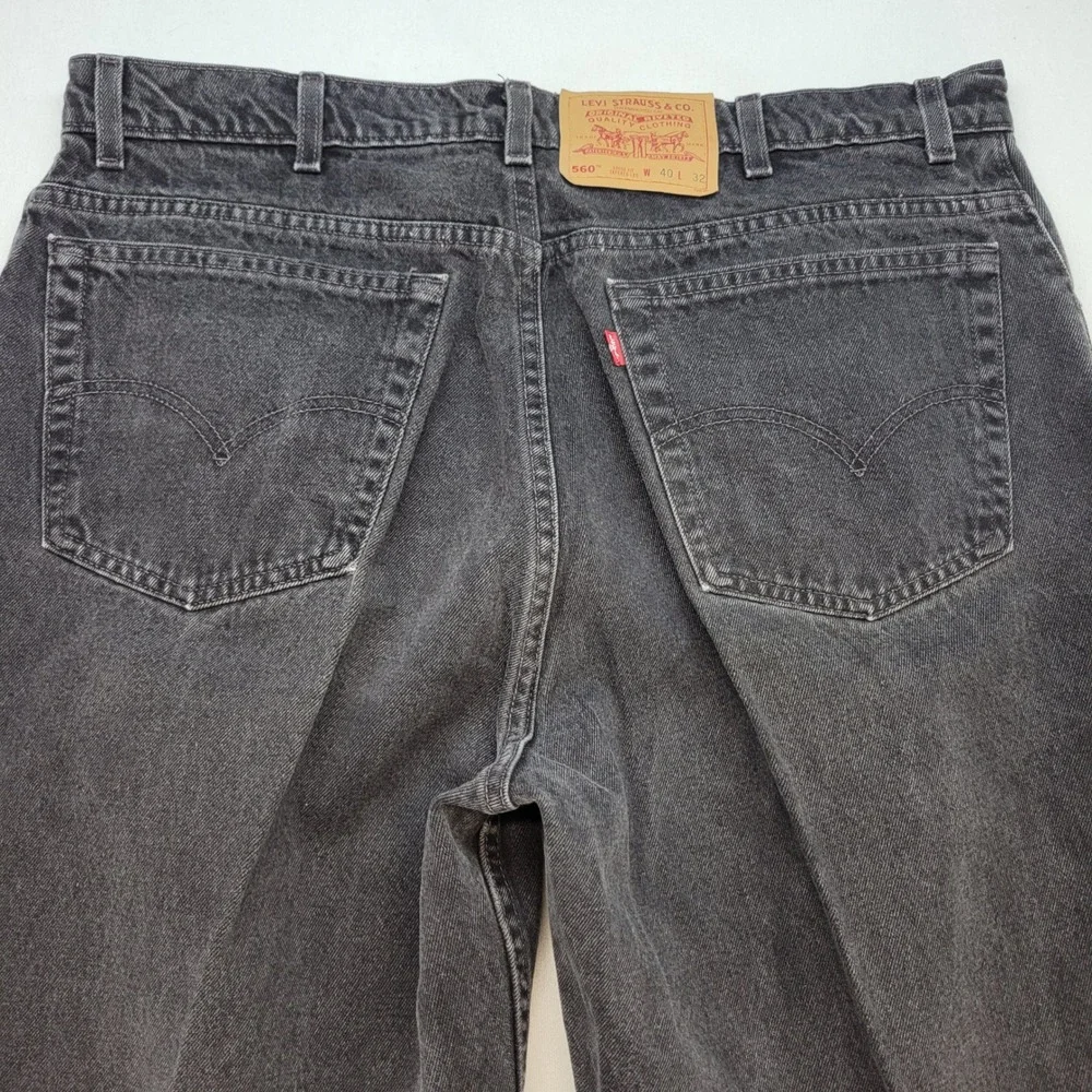 Levi's 560 Jeans Mens 40x32 Black Loose Fit Tapered Leg Vintage Made in USA 90s